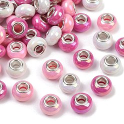 (52) Непрозрачная лаванда Непрозрачная смола европейский бисер, бусины с большим отверстием, рондель с латунными сердечниками, покрытыми серебром, разноцветные, 13.5x8.5 мм, отверстие : 4.5 мм