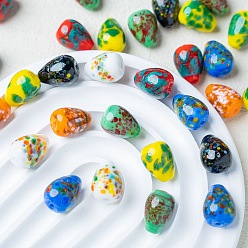 (52) Непрозрачная лаванда Бусины лэмпворк , яйцо, разноцветные, 15.5~16x11.5~12 мм, отверстие : 1 мм
