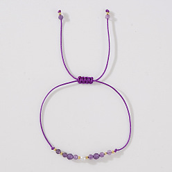 Аметист Браслеты из натуральных аметистов и латунных бусин, плетеные из бусин, для женщин., круглые, с пластиковой имитационной жемчужиной, 11.02 дюйм (28 см)