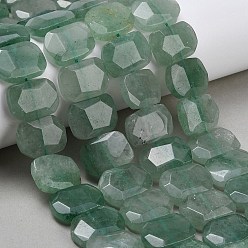 Средний Морско-зеленый Натуральные нити из клубничного кварца в виде бусин, прямоугольные, граненые, средний морской зеленый, 15x20x6 мм, отверстие : 1.5 мм, около 25 шт / нитка, 14.96 дюйм (38 см)