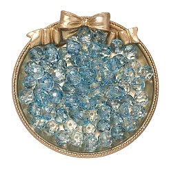 Кадет Синий 50шт 1 набор стеклянных бусин, прозрачный, круглые, граненые, кадетский синий, 9.5~10x9 мм, отверстие : 1.6 мм