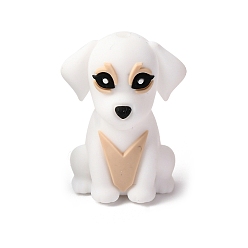 Черный Силиконовые бусины, фокусные бусы, собака, чёрные, 28x21.5x18 мм, отверстие : 2 мм