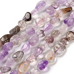 Орхидея Природные Rutilated кварцевые нити бисера, самородки, упавший камень, сиреневые, 7~13x4.5~10x4.5~10 мм, отверстие : 1.2 мм, около 44~46 шт / нитка, 15.08~16.14 дюйм (38.3~41 см)