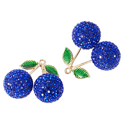 Синий 2шт. подвески в виде вишен из сплава, с полимерной глиной горный хрусталь, золотой свет, синие, 31~38x39.5~43x20~20.5 мм, отверстие : 2~2.2 мм
