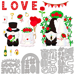 Gnome Свадебная тема трафареты для резки углеродистой стали, для diy scrapbooking, Фотоальбом, декоративная бумага для тиснения, цвет нержавеющей стали, гном, 81~111x102~145x0.8 мм, 4 шт / комплект