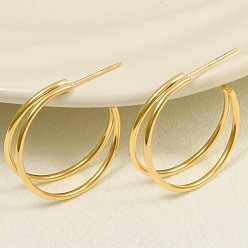 Золотой Модные 304 серьги-гвоздики из нержавеющей стали в форме буквы С, золотые, 25x29 мм