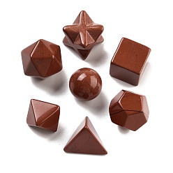 Красный Камень 7шт. Натуральные бусины из красной яшмы, нет отверстий / незавершенного, круглый, куб и звезда Меркаба, разнообразные, 15~22x15~22x15~21 мм
