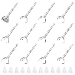 Серебро 925 серебристые серьги, с замшевой тканью, квадратная салфетка для полировки серебра и пластиковыми ушками, серебряные, лоток : 4 мм, 14x5 мм, штифты : 0.6 мм, 6 пары