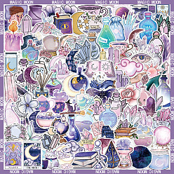 Purple 100Pcs Moon PVC Waterproof Self-Adhesive Stickers, Cartoon Stickers, for Party Decorative Presents, Purple, 40~60mm