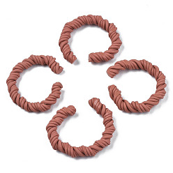 Sienna Polymer Clay Twist Rope Open Ring, for DIY Jewelry Making, Sienna, 41~43x37~40x6.5~7.5mm