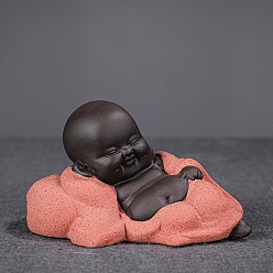 Легкий Лосось Статуя Будды из керамики, украшение для домашнего офиса по фэн-шуй, светлый померанцевый, 95x50x55 мм