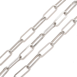 Platinum Brass Paperclip Chains, Soldered, with Spool, Long-Lasting Plated, Rack Plating, Lead Free & Cadmium Free, Platinum, 15x5x1mm