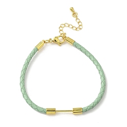 Нектар 3Изготовление браслета из плетеного круглого шнура из искусственной кожи диаметром ⅜ мм, с 304 карабинами из нержавеющей стали и латунной планкой с бусинами, золотые, стойки покрытие, долговечный, нектар, 7-1/8 дюйм (18.2 см)