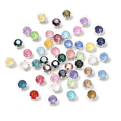 (52) Непрозрачная лаванда Шить на горный хрусталь, стекло горный хрусталь, плоско-круглые, с настройками латуни, разноцветные, 8x7 мм, отверстие : 1 мм