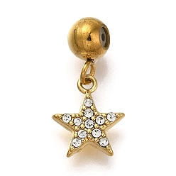 Кристалл Ионное покрытие (ip) 304 подвески из нержавеющей стали со стразами, звезды прелести, реальный 14 k позолоченный, кристалл, 16.5 мм, отверстие : 0.7 мм