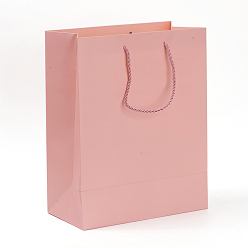 Pink Бумажные мешки, подарочные пакеты, сумки для покупок, свадебные сумки, прямоугольник с ручками, розовые, 32x25x13 см