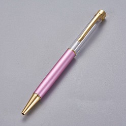 Pearl Pink Creative Empty Tube Ballpoint Pens, with Black Ink Pen Refill Inside, for DIY Glitter Epoxy Resin Crystal Ballpoint Pen Herbarium Pen Making, Golden, Pearl Pink, 140x10mm