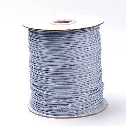 Light Grey Braided Korean Waxed Polyester Cords, Light Grey, 1mm, about 174.97 yards(160m)/roll