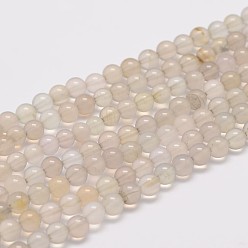 Grey Agate Natural Grey Agate Bead Strands, Round, 4mm, Hole: 1mm, about 95pcs/strand, 15.5 inch