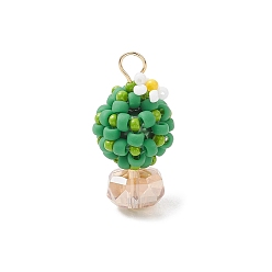 Белый Подвески в виде кактусов из стеклянных бус, со стеклом и 304 петлей из нержавеющей стали, белые, 26.5~28x13.5~14 мм, отверстие : 3.5 мм