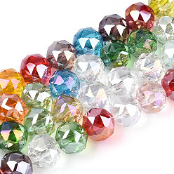 (52) Непрозрачная лаванда Нити из прозрачных круглых бусин с цветным покрытием ab, граненые, разноцветные, 7.5~8.5x7~7.5 мм, отверстие : 1.2~1.6 мм, около 25~26 шт / нитка, 6.89~7.48'' (17.5~19 см)