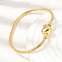 Настоящее золото 18K Изготовление браслетов из латуни в Европе, с сердечными застежками, стойки покрытие, долговечный, реальный 18 k позолоченный, 6.69 дюйм (17 см)