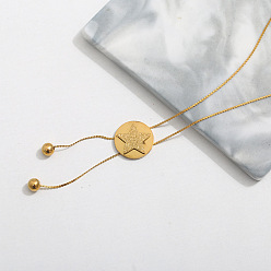 Disc 201 женские ожерелья-лариаты из нержавеющей стали, золотые, диск со звездой, 15.75 дюйм (40 см)