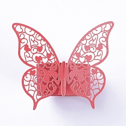 Red Butterfly Paper Napkin Rings, for Weddings Party Serviette Table Decoration, Red, 6.7x21.3x0.03cm, Roll: 4.5cm
