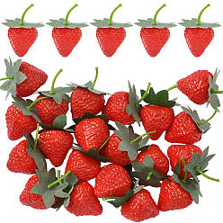 Красный 20шт. смоляная имитация клубники, искусственные фрукты, притворяясь опорными украшениями, красные, 58~60x34 мм