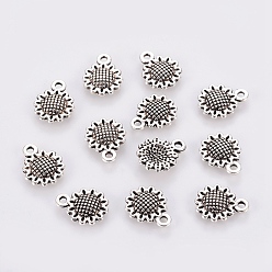 Античное Серебро Подвески из сплава в тибетском стиле, без кадмия и без свинца, подсолнечник, античное серебро, 12x9x2 мм, отверстие : 1 мм