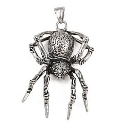 Античное Серебро 304 из нержавеющей стали большие кулоны, хэллоуин паук прелести, античное серебро, 58.5x37x11.5 мм, отверстие : 8.5x5.5 мм