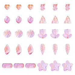Светло-Коралловый 64шт. градиентные цветные прозрачные стеклянные бусины, разнообразные, свет коралловый, 8~23x8~20x3.5~8 мм, отверстие : 1~1.4 мм