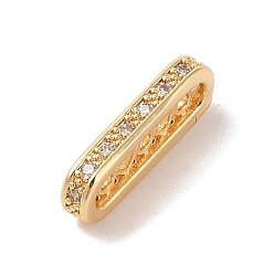 Золотой Прямоугольные латунные подвески из прозрачного кубического циркония с микропаве, без никеля , золотые, 17.5x6x2.5 мм, отверстие : 1.2 мм