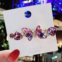 Фиолетовый Заколки для волос из золотого сплава с k9 стеклом для женщин и девочек, бабочка, фиолетовые, 62 мм