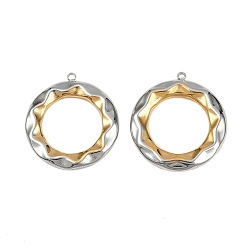 Позолоченный и Цвет Нержавейки 304 подвески из нержавеющей стали, ионное покрытие (ip), кольцо прелести, настоящее золото и нержавеющая сталь, 27x24.5x3 мм, отверстие : 1.5 мм