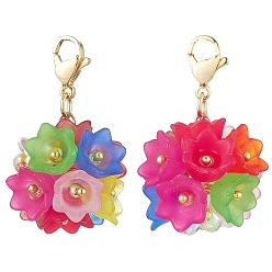 Разноцветный Украшение из акрила в виде цветка гортензии, 304 подвески-застежки-лобстеры из нержавеющей стали для украшений сумок, красочный, 36 мм