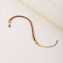 (52) Непрозрачная лаванда Браслеты из витого нейлонового шнура для женщин, 304 из нержавеющей стали застежкой омар, реальный 18 k позолоченный, разноцветные, 6-3/4 дюйм (17 см)