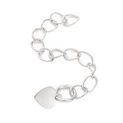 Платина Латунный удлинитель цепи, с сердцем прелести, платина, 60 мм