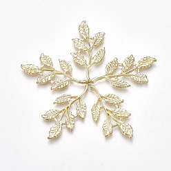 Light Gold Alloy Cabochons, Leaf, Light Gold, 42x21x2~3mm