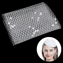 Белый Сетка для фаты из полиэстера в виде птичьей клетки с шенильными точками, сетчатая тюлевая ткань для вуалей своими руками, румян, чародеев, белые, 17-3/4 дюйм (450 мм)