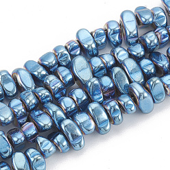 со Синим Покрытием Гальванизировать немагнитных синтетический гематит бисер пряди, самородки, с покрытием синим, 5~10x4.5~5.5x4 мм, отверстие : 1 мм, около 105 шт / нитка, 14.9 дюйм
