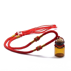 Красный Ожерелья из стеклянных флаконов для духов, регулируемые шнуры ожерелья для женщин и мужчин, красные, Бутылка: 26x16 мм