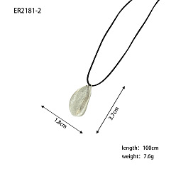 Серебро Подвеска в форме неправильной капли из сплава, регулируемый черный вощеный шнурок для ожерелья, серебряные, 39.37 дюйм (100 см)