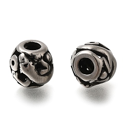 Античное Серебро 304 из нержавеющей стали европейские шарики, бусины с большим отверстием, рондель с гекконом, античное серебро, 10.5x9.5 мм, отверстие : 4 мм