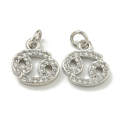 Рак Стойка металлическая латунная микропрофилированная кубическая циркония подвески, долговечный, без свинца и без кадмия, созвездий, рак, 10.5x10x2 мм, отверстие : 2.5 мм