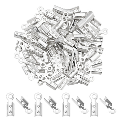 Серебро 200шт. латунные наконечники шнура, серебряные, 7.5x2.5x2 мм, отверстие : 1.2 мм, 200 шт