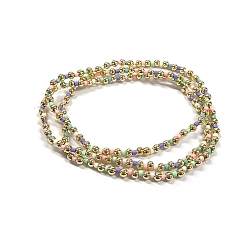 Coloré 3Ensemble de bracelets extensibles en perles de verre et perles CCB pour femmes, Round & colonne, colorées, 6.50 pouce (16.5 cm)