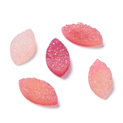 Hot Pink Natural Druzy Agate Cabochons, Dyed, Horse Eye, Hot Pink, 14x7x3mm