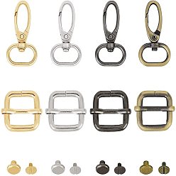 Mixed Color Alloy Swivel Lobster Claw Clasps, Swivel Snap Hook, Iron Adjuster Slides Buckles, Roller Pin Buckles Slider Strap Adjuster, for DIY Belt Accessories, Mixed Color, 8.2x8.2x2.7cm