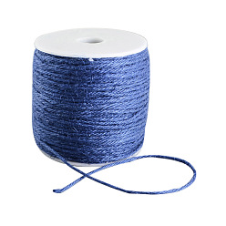 Royal Blue Colored Jute Cord, Jute String, Jute Twine, 3-Ply, for Jewelry Making, Royal Blue, 2mm, about 109.36 yards(100m)/roll